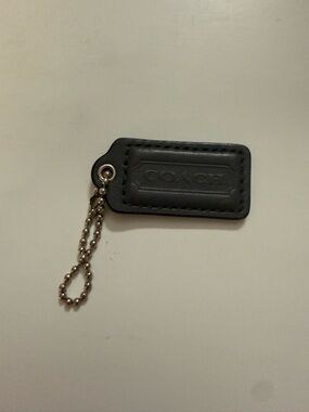 COACH Men’s Black Leather Key Tag Keychain
